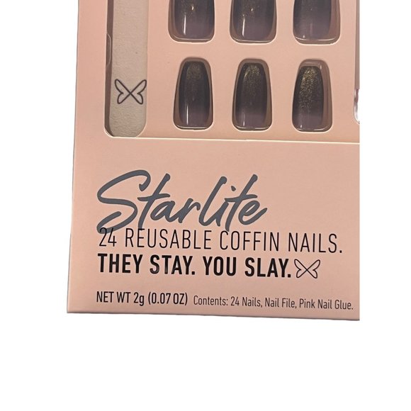 Clutch Nails Starlite Press On Nails 24 Reusable Coffin Long NEW - Picture 3 of 4